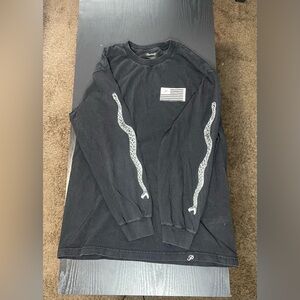 Primitive Black Long Sleeve Tee with White Snake Graphics